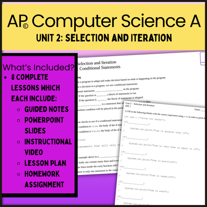 Goldie's UNIT 2 LESSON BUNDLE for AP® Computer Science A