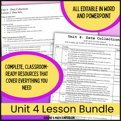 Goldie's UNIT 4 LESSON BUNDLE for AP® Computer Science A