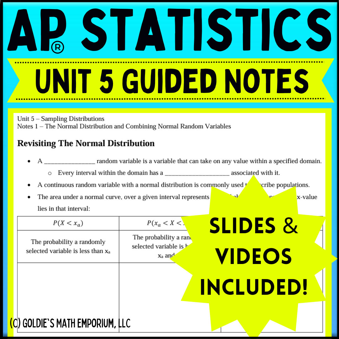 Goldie’s Unit 5 - Sampling Distributions - GUIDED NOTES for AP® Statis ...