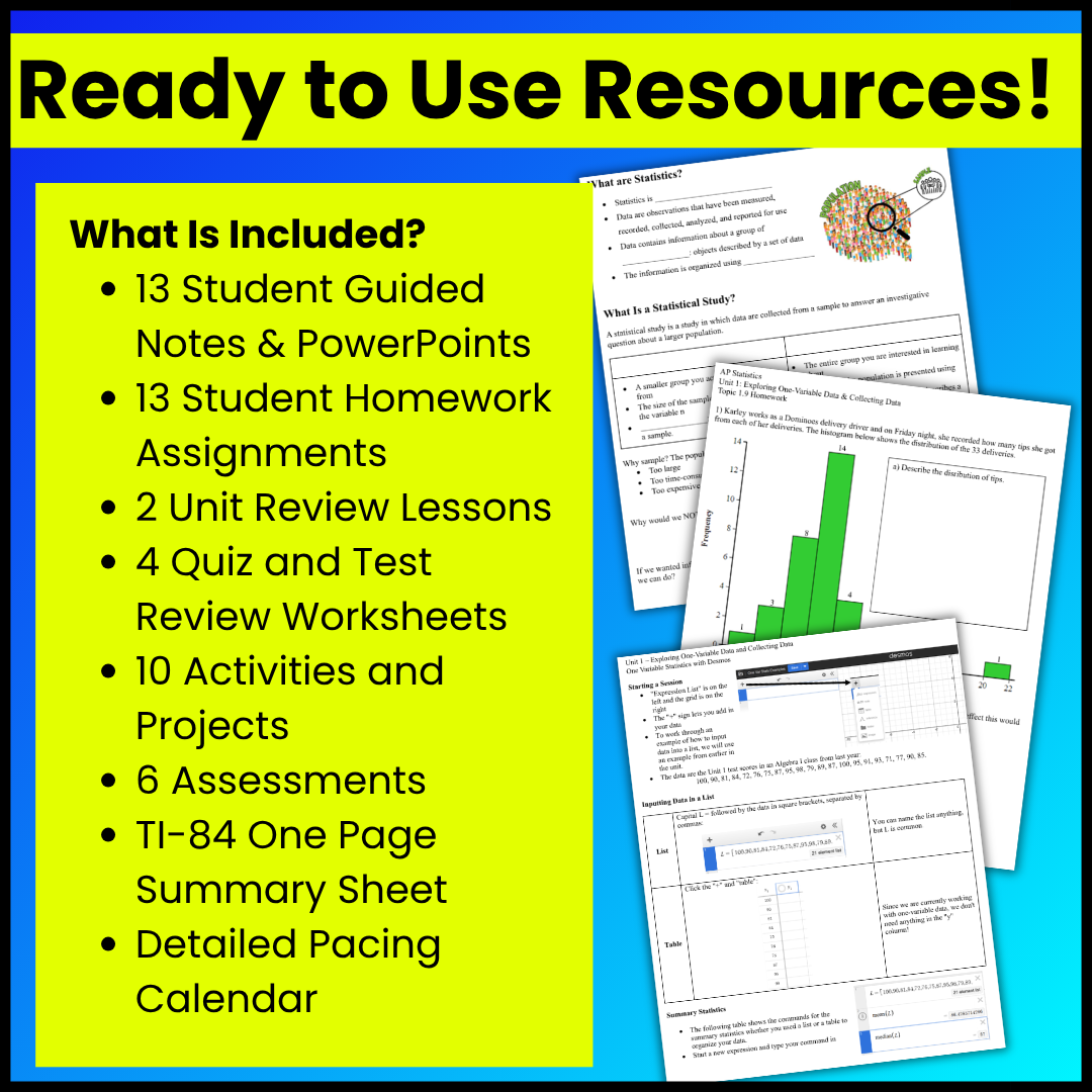 Goldie’s AP® Statistics UNIT 1 CURRICULUM | Exploring One Variable Data & Collecting Data