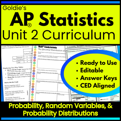 Goldie’s AP® Statistics UNIT 2 CURRICULUM | Probability and Random Variables