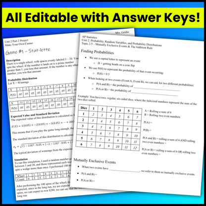 Goldie’s AP® Statistics UNIT 2 CURRICULUM | Probability and Random Variables