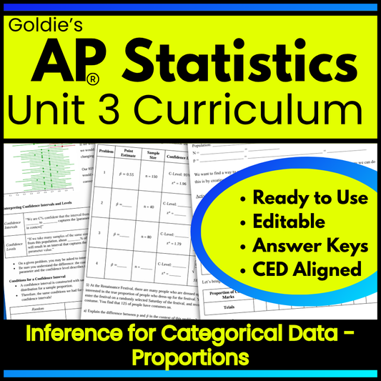 Goldie’s AP® Statistics UNIT 3 CURRICULUM | Inference for Categorical Data: Proportions | NEW 2026 CED