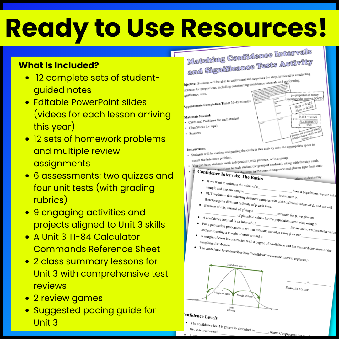 Goldie’s AP® Statistics UNIT 3 CURRICULUM | Inference for Categorical Data: Proportions | NEW 2026 CED