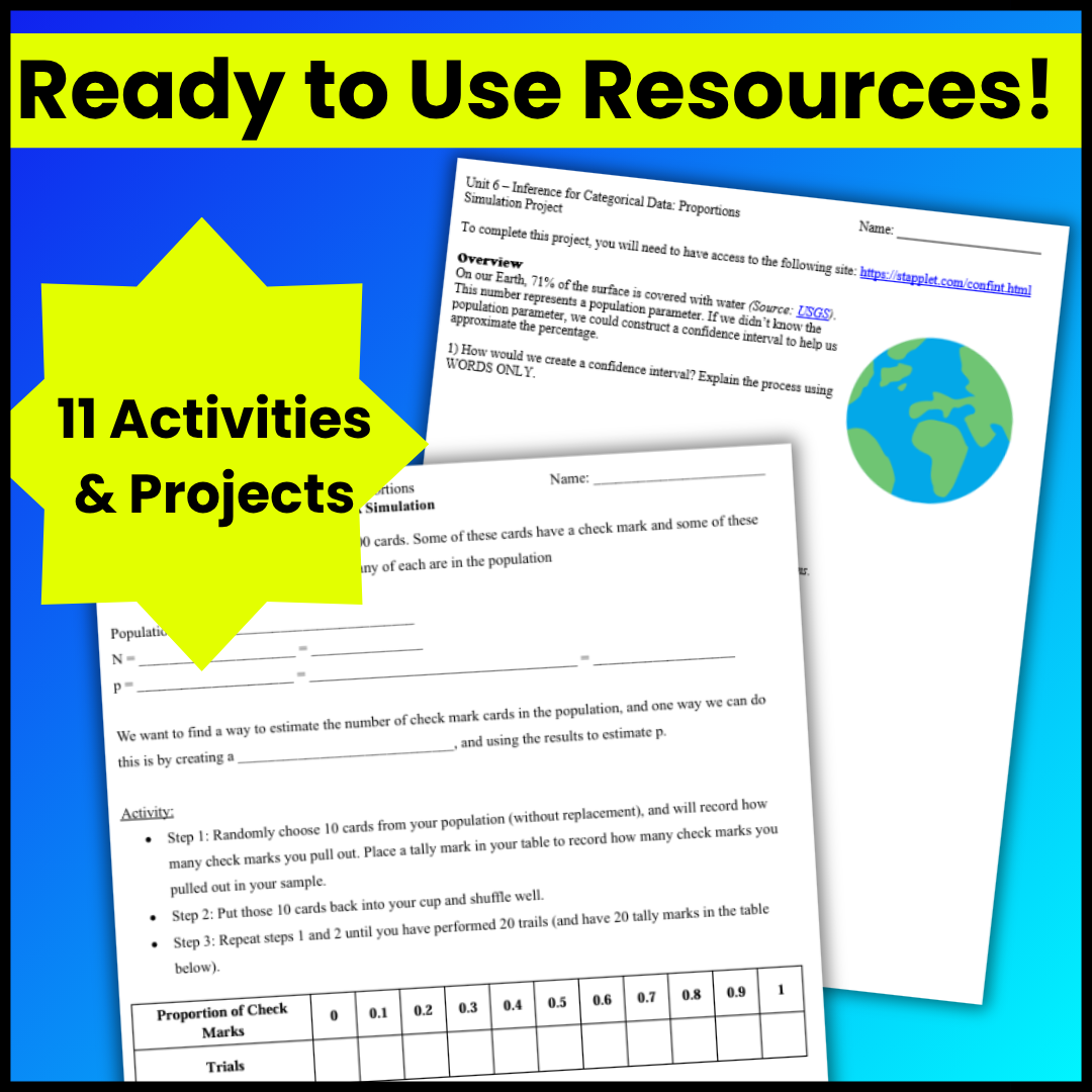 Goldie’s Unit 3 Projects & Activities for AP® Statistics | Inference for Categorical Data: Proportions | NEW 2026 CED