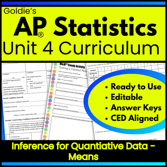 Goldie’s AP® Statistics UNIT 4 CURRICULUM | Inference for Means | NEW 2026 CED