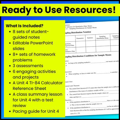 Goldie’s AP® Statistics UNIT 4 CURRICULUM | Inference for Means | NEW 2026 CED