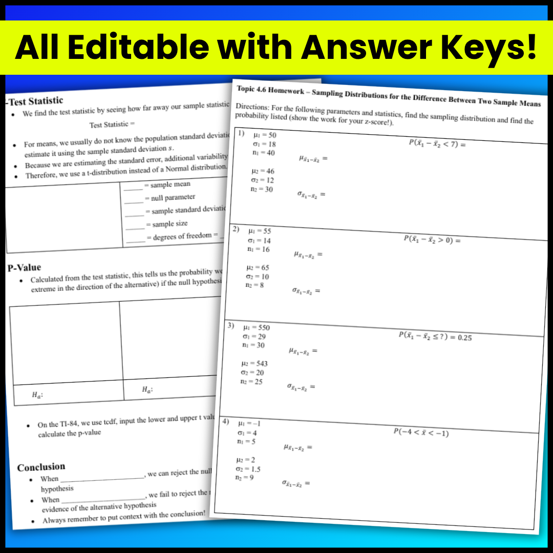 Goldie’s AP® Statistics UNIT 4 CURRICULUM | Inference for Means | NEW 2026 CED