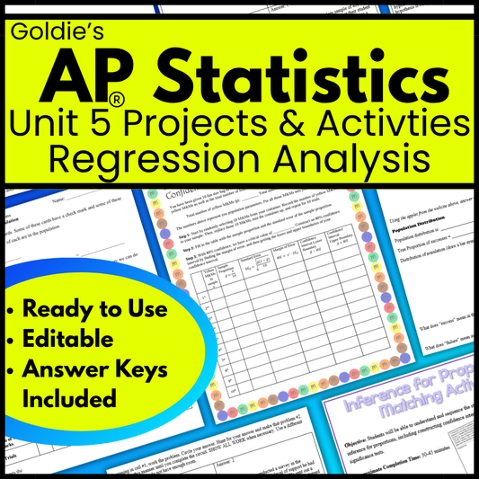 Goldie’s Unit 5 Projects & Activities for AP® Statistics | Regression Analysis | NEW 2026 CED