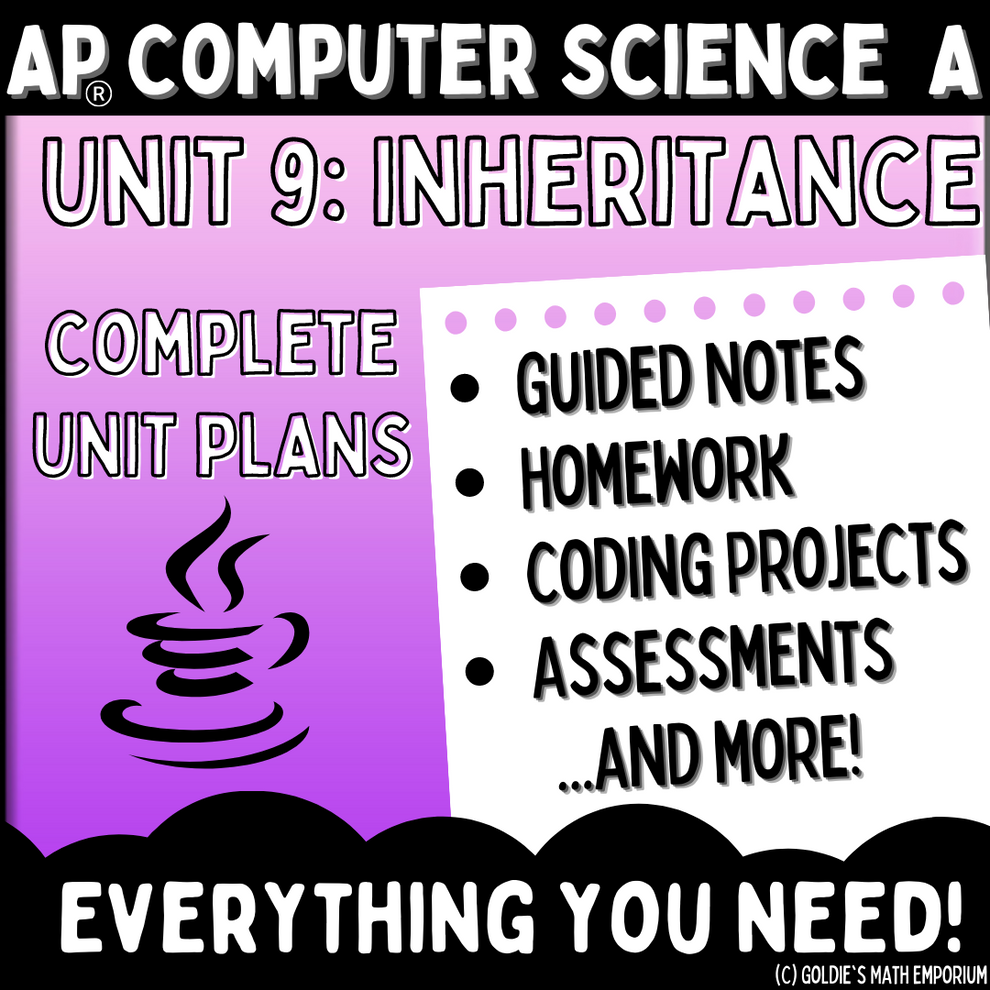 Goldie's AP® Computer Science A UNIT 9 PLANS - Inheritance – Goldie's ...