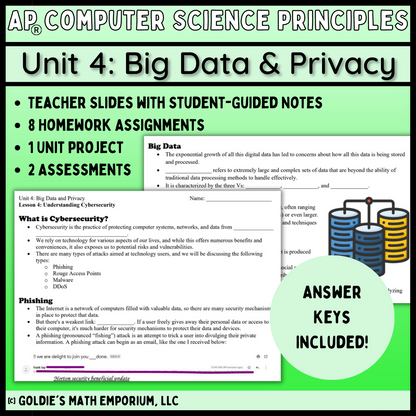 Goldie’s AP® Computer Science Principles – Unit 4 Big Data and Privacy