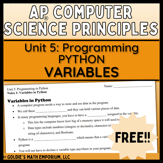 Goldie’s AP® CSP Programming in Python – Lesson 1: Variables – FREE!