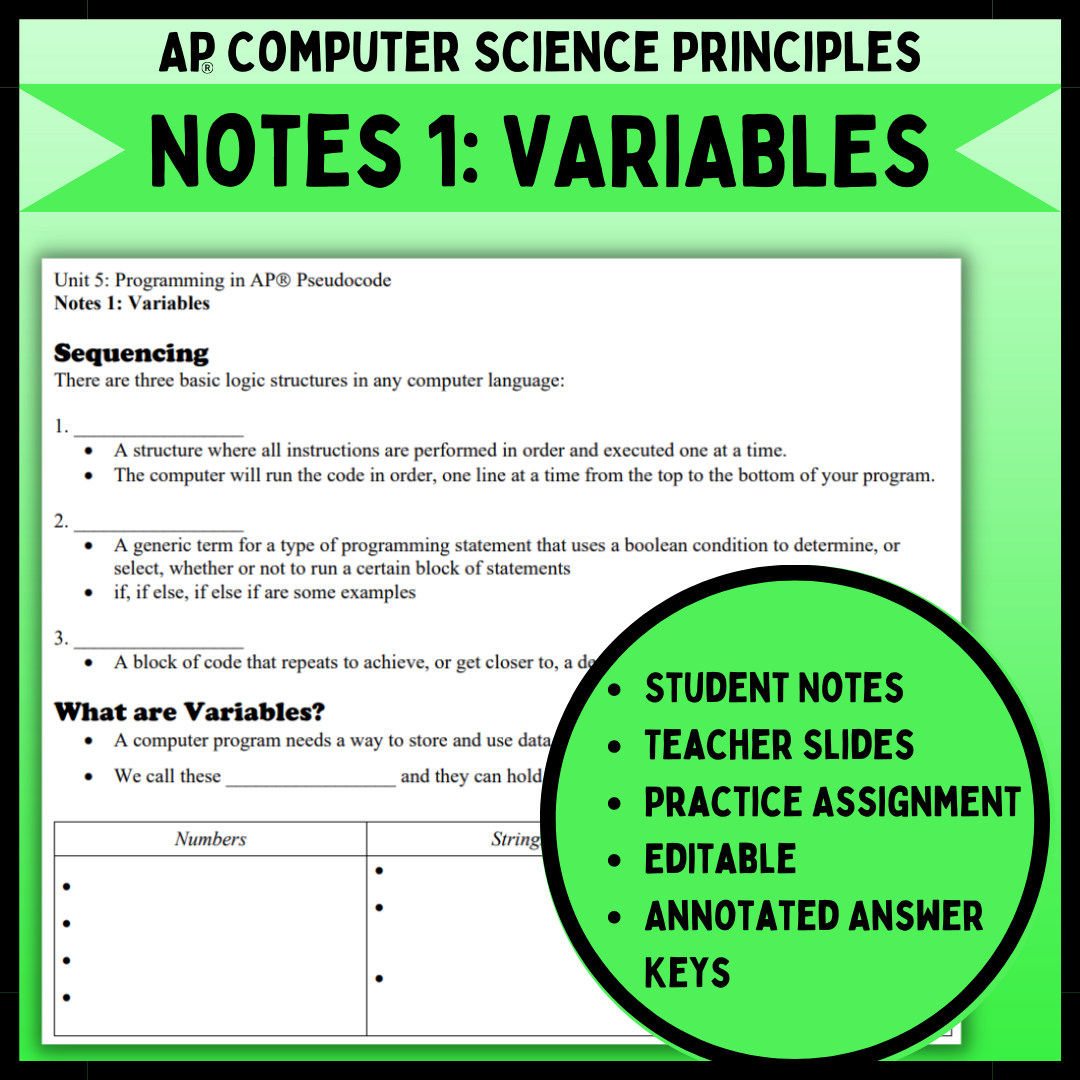 Goldie’s AP® Computer Science Principles Unit 5 Programming – AP® Pseudocode BUNDLE