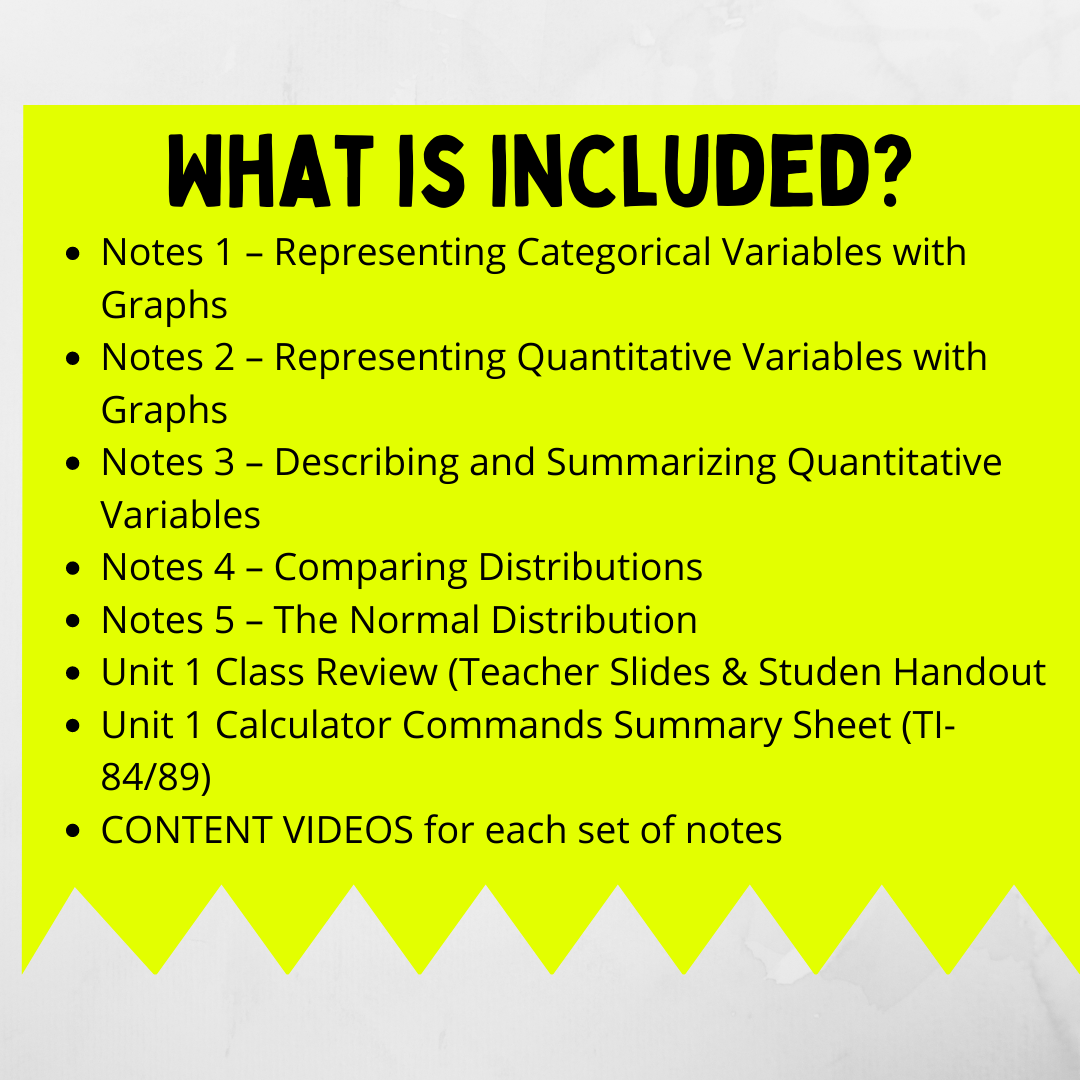 Goldie’s Unit 1 Exploring One Variable Data - GUIDED NOTES for AP® Statistics