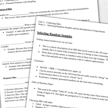 Goldie’s Unit 3 GUIDED NOTES for AP® Statistics