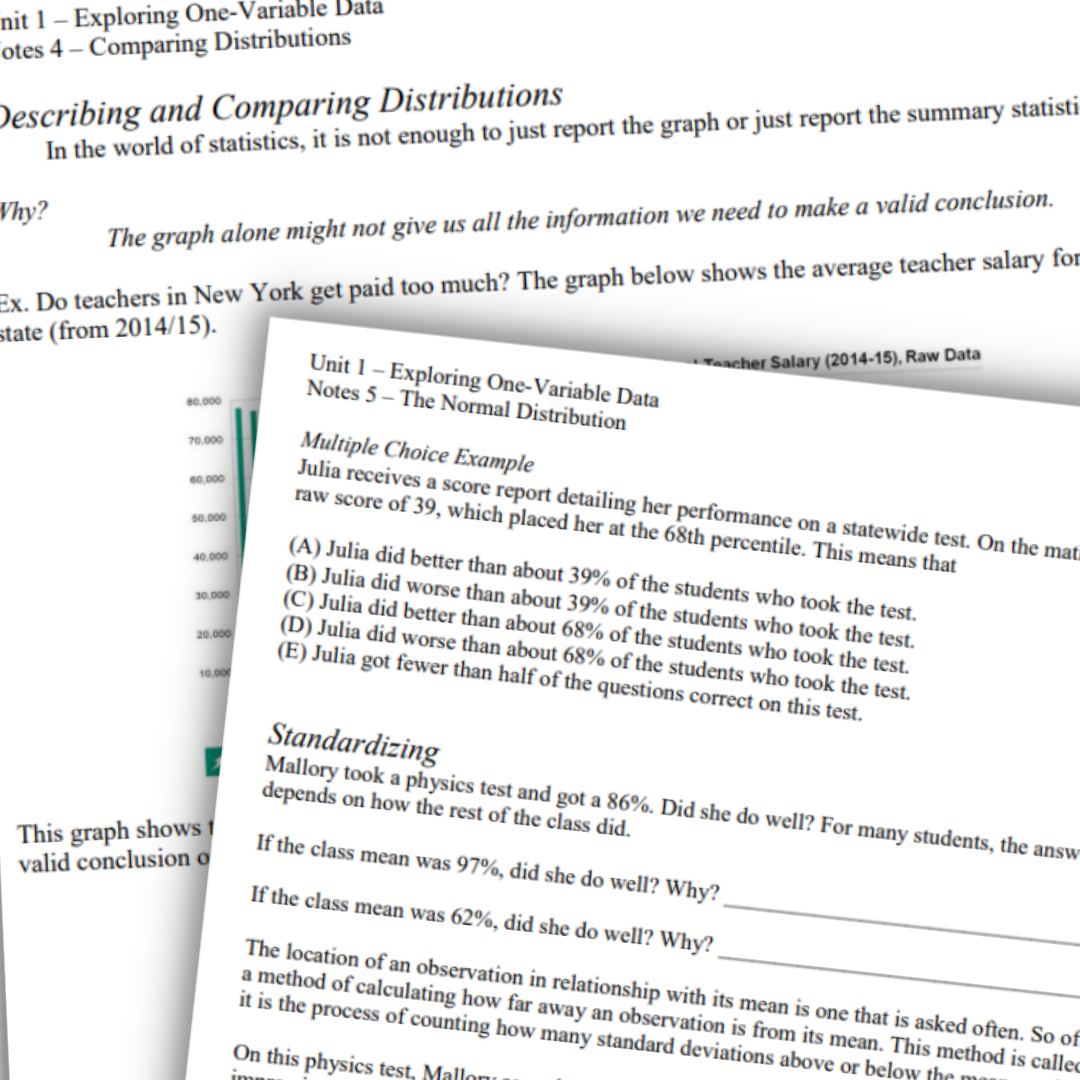 Goldie’s Unit 1 Exploring One Variable Data - GUIDED NOTES for AP® Statistics